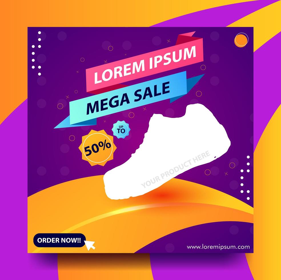 Instagram post or square poster for mega sale vector