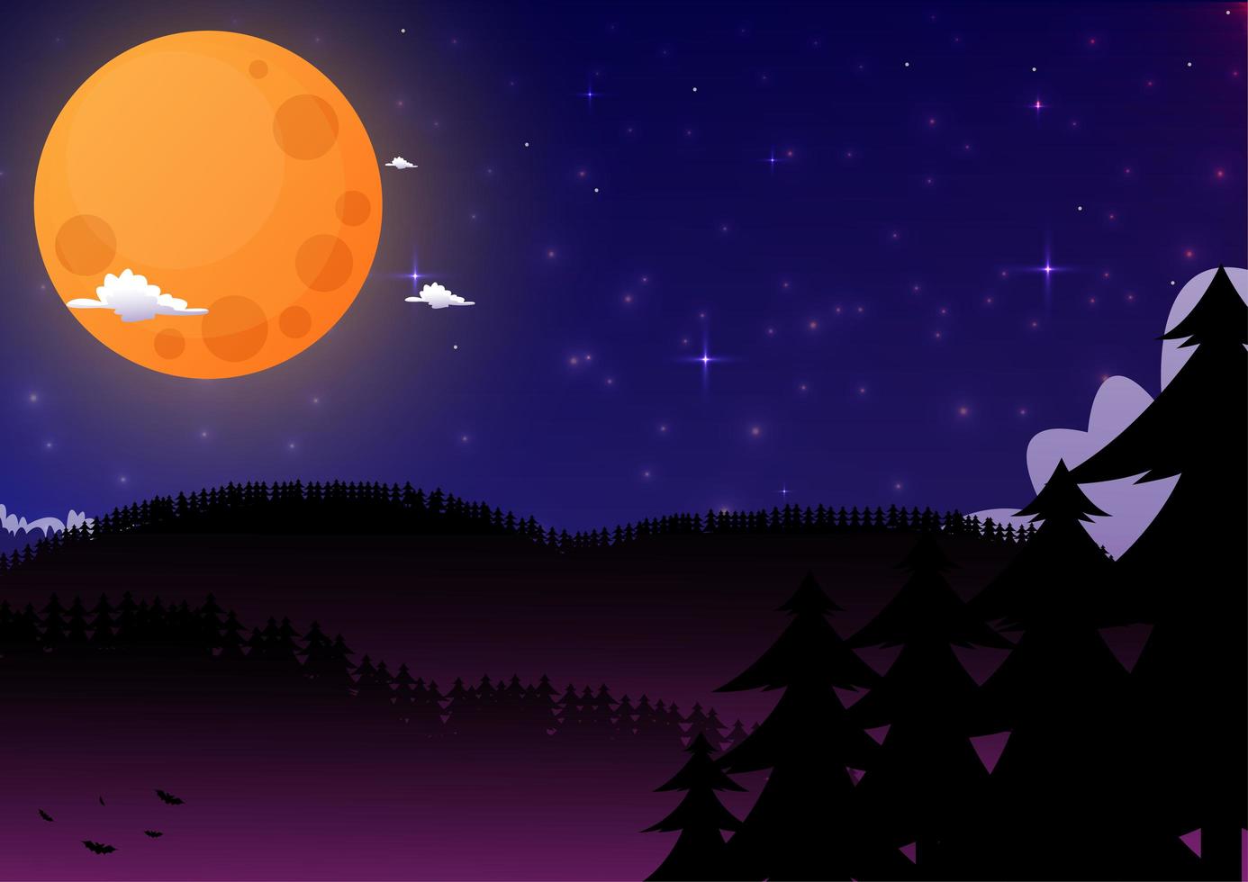 Background night with moon and stars vector