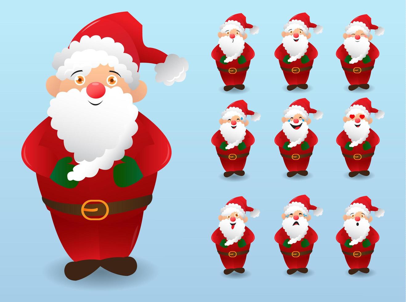 Set santa cartoon character vector