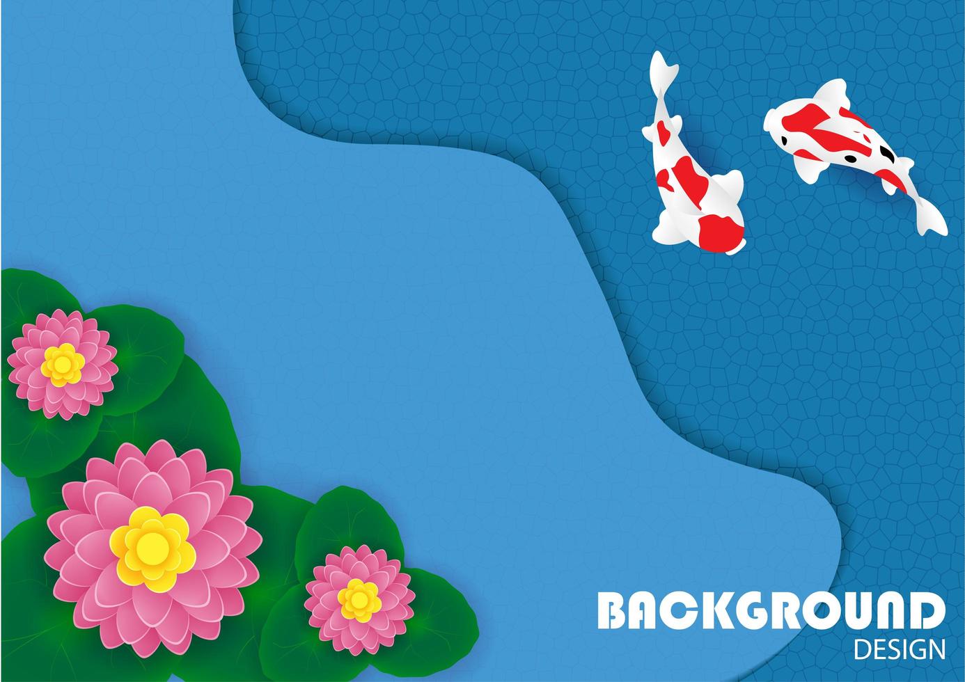 Background with flower and koi fish vector