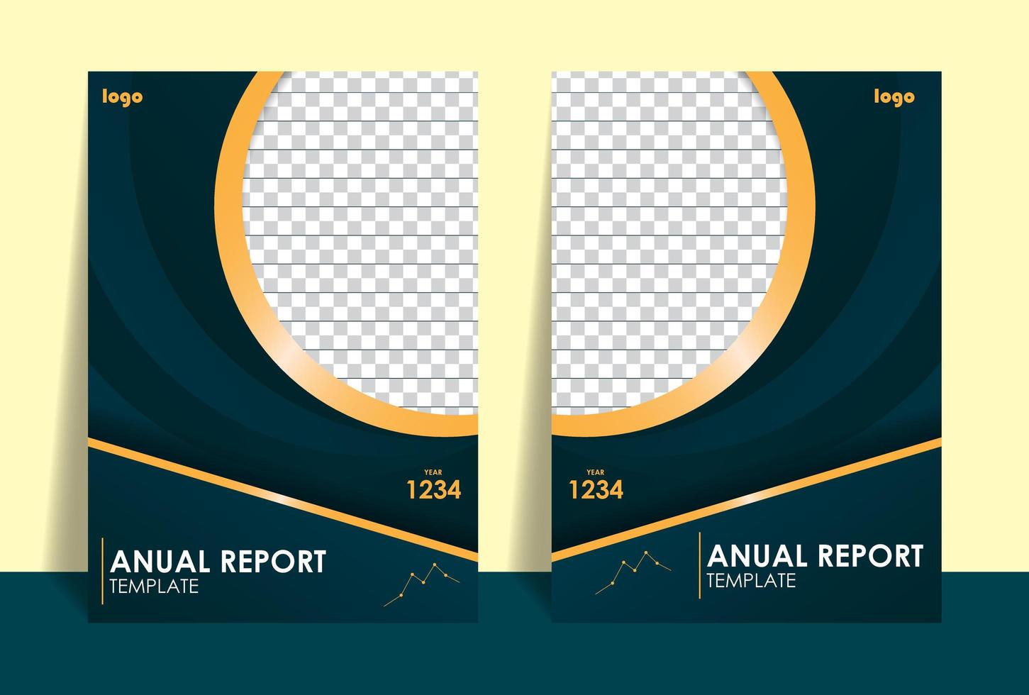 Set annual report with blue and gold vector