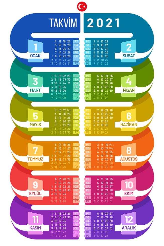 infografía turca calendario 2021 vector