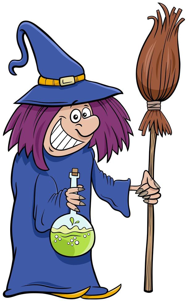 Witch Halloween character cartoon illustration vector