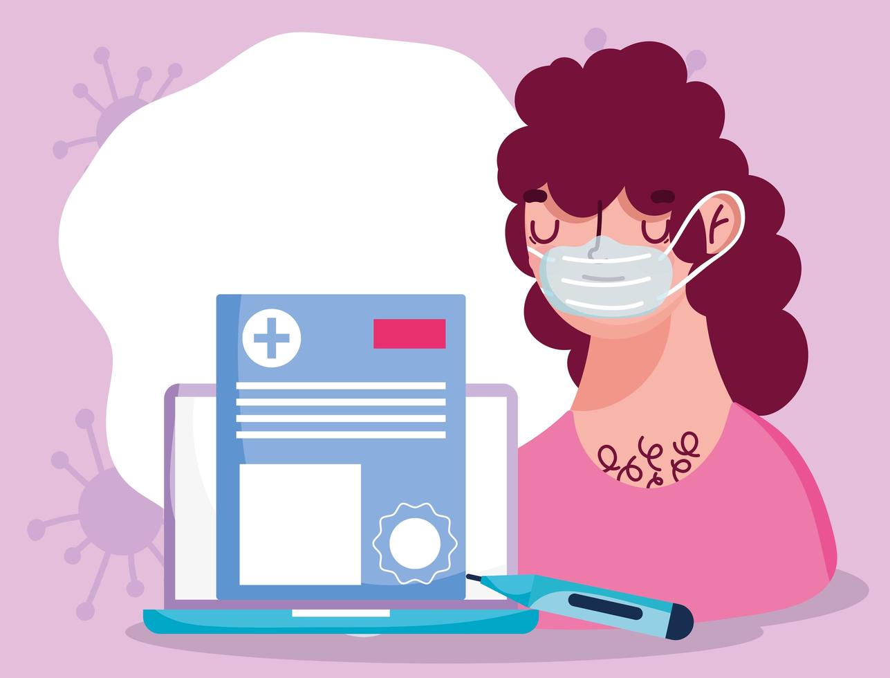 Online health care concept with sick patient vector