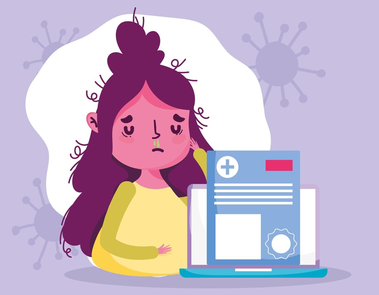 Online health care concept with sick patient vector