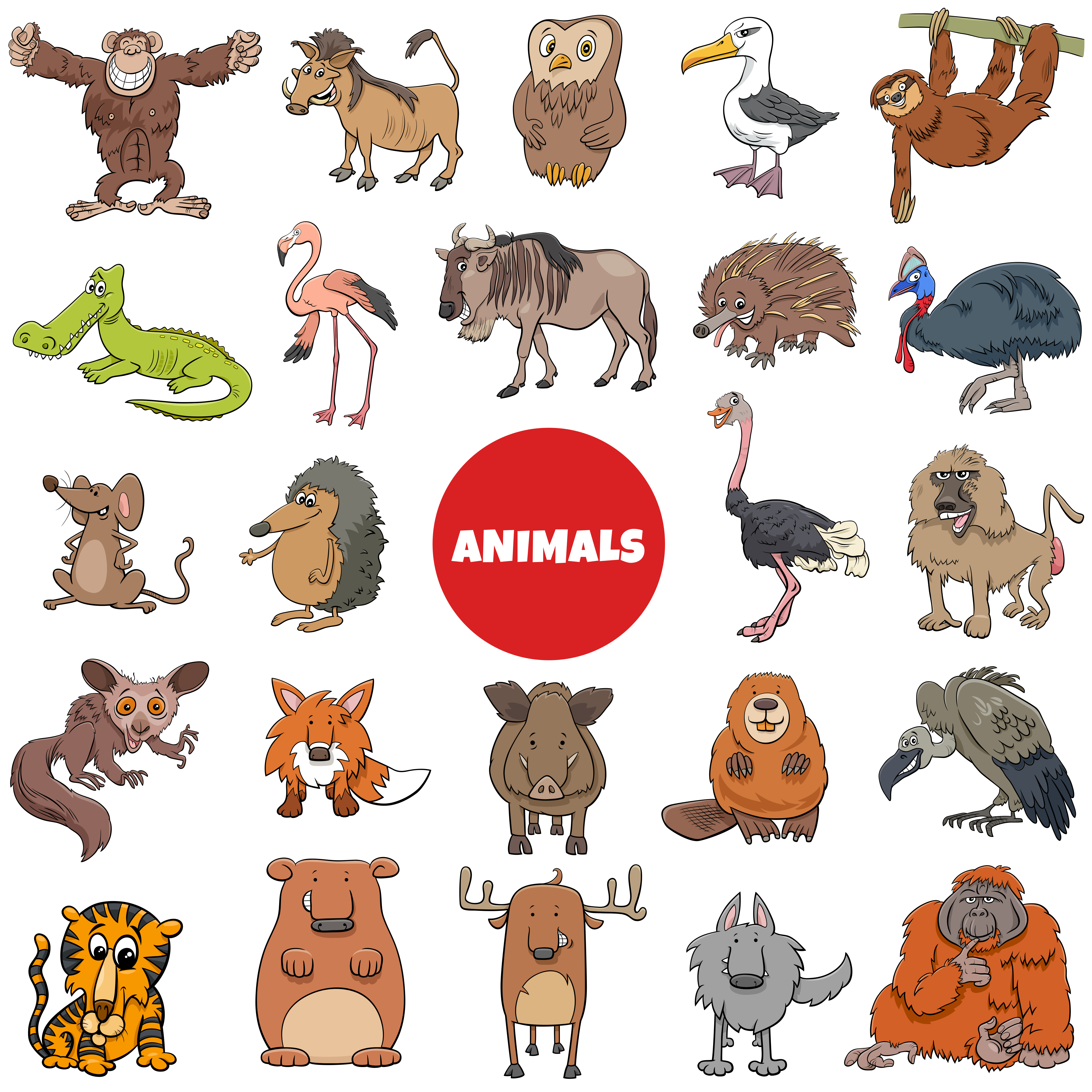 Cartoon wild animals characters big set 1417722 Vector Art at Vecteezy Cartoon wild animals characters big set 1417722 Vector Art at Vecteezy