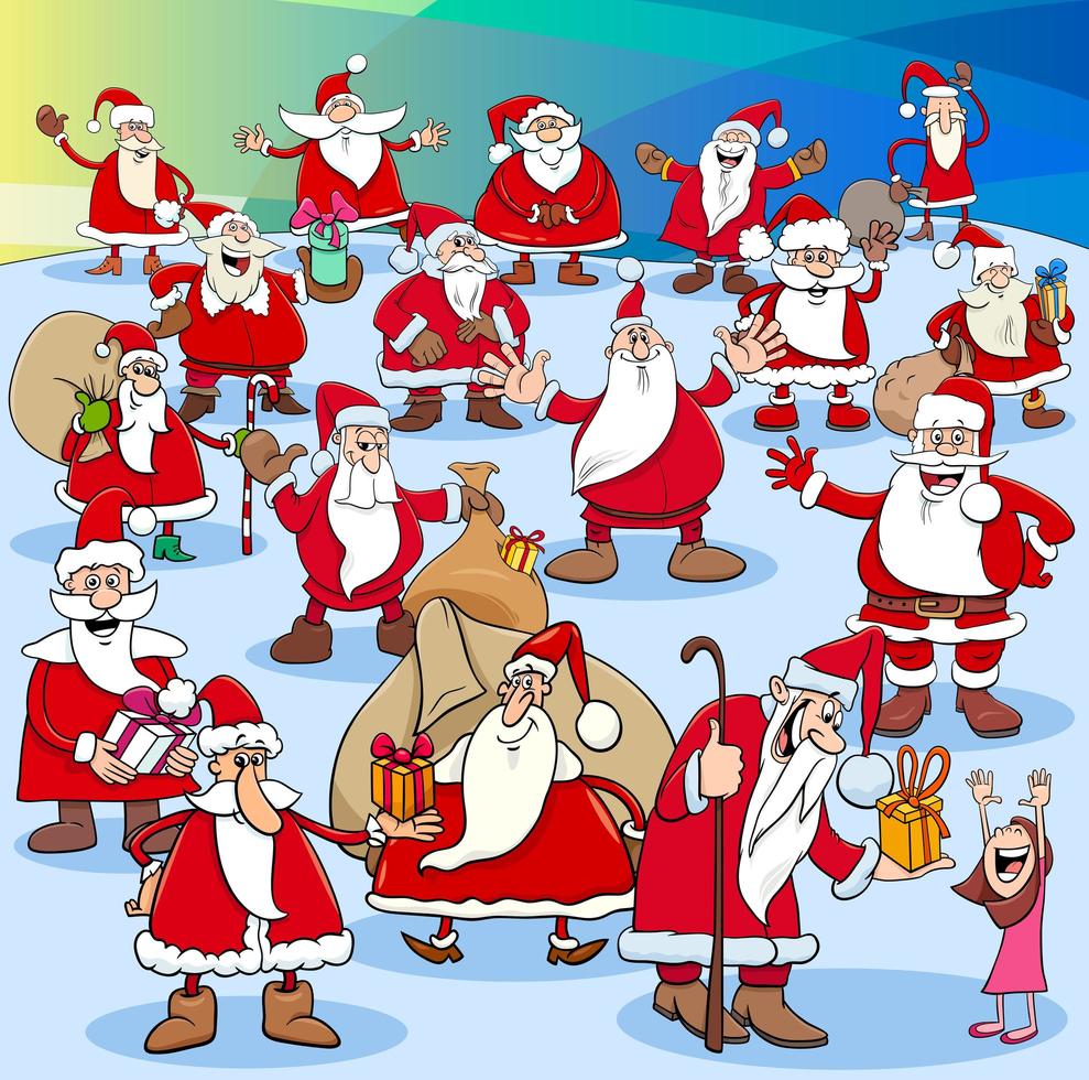 Santa Claus group on Christmas time vector