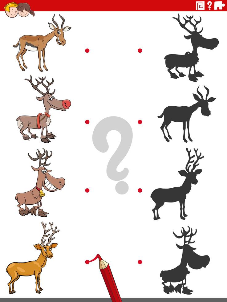 Shadow task with comic horned animal characters vector