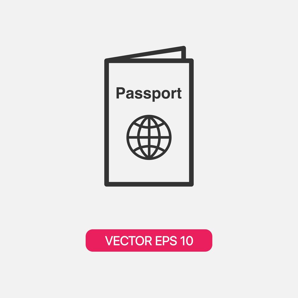 icono de pasaporte de estilo lineal vector