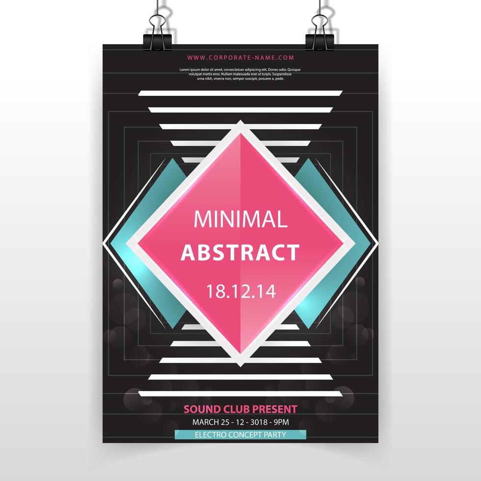 Black and pink abstract minimal poster template vector