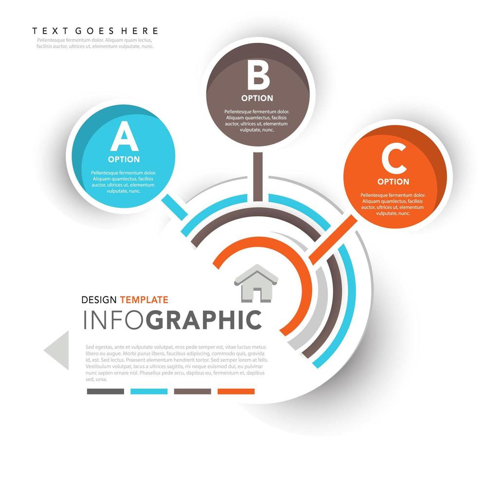 infografía con tres opciones circulares. vector