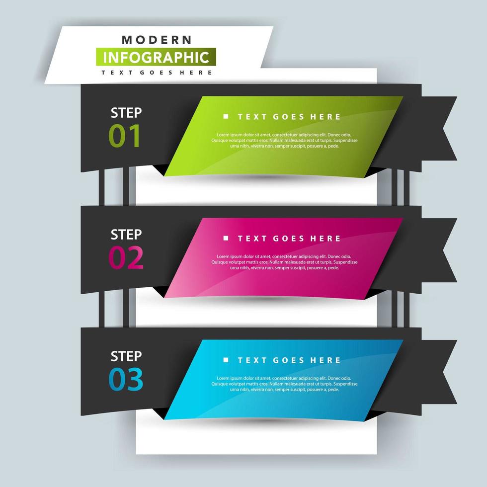 3 step infographic illustration template vector