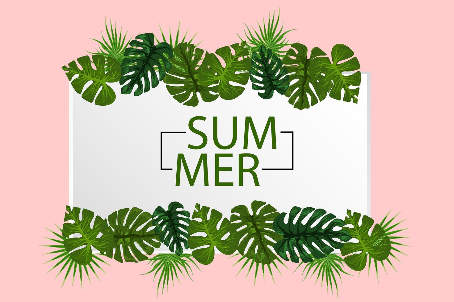 Tropical background palm leaves template vector