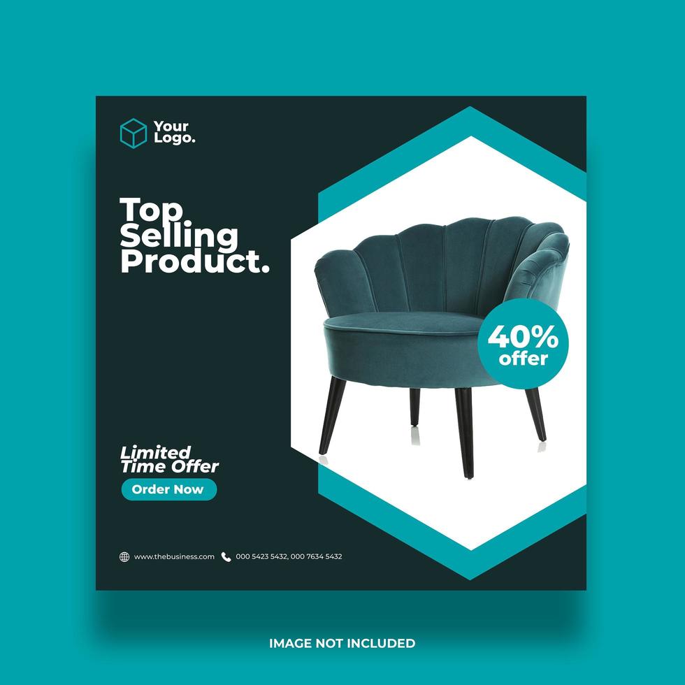 Social media teal furniture template vector