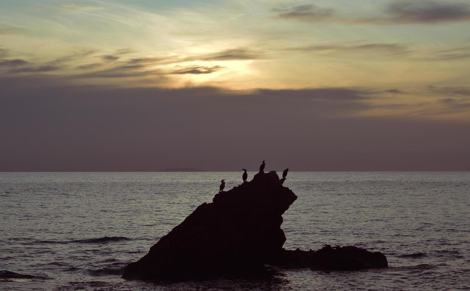 Silhouette of small island in the ocean photo