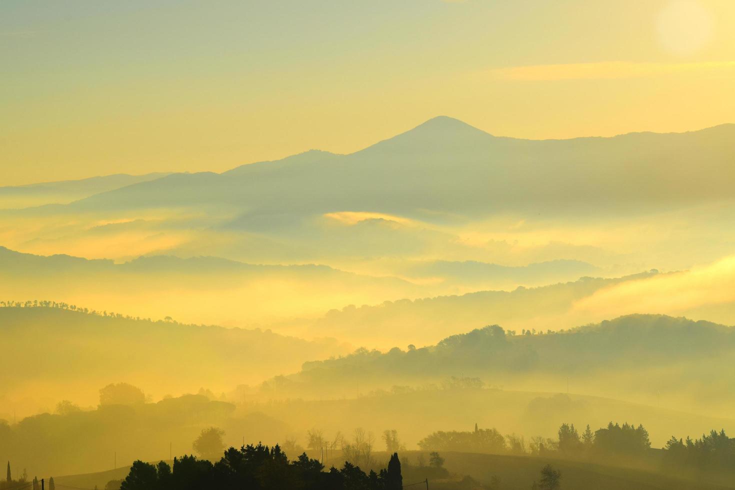 Aerial view of silhouetted landscape photo