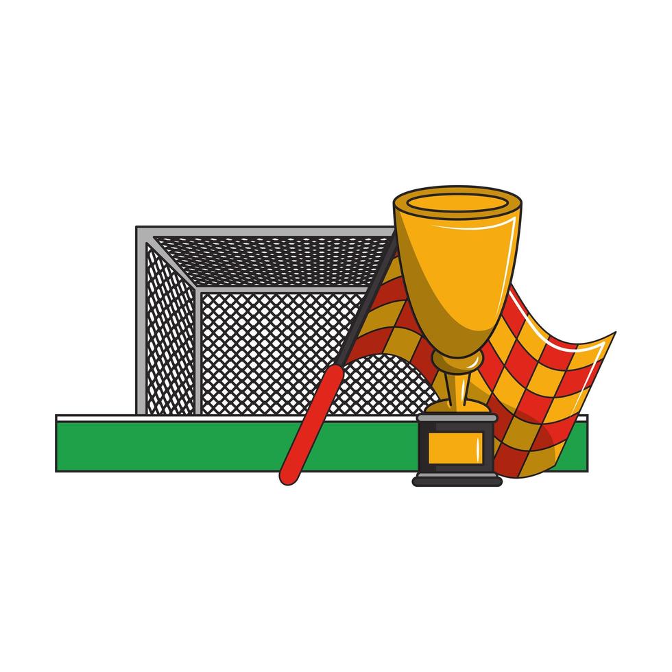 Soccer goal and trophy collage vector