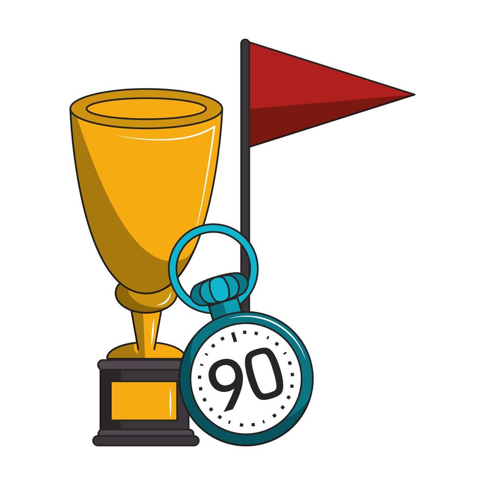 Sports trophy with stopwatch and flag vector
