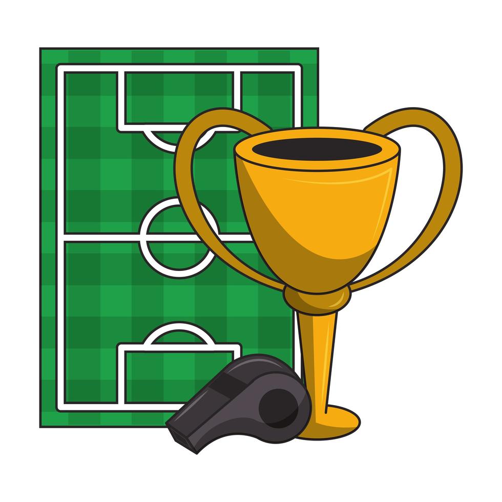 Soccer field and trophy design vector