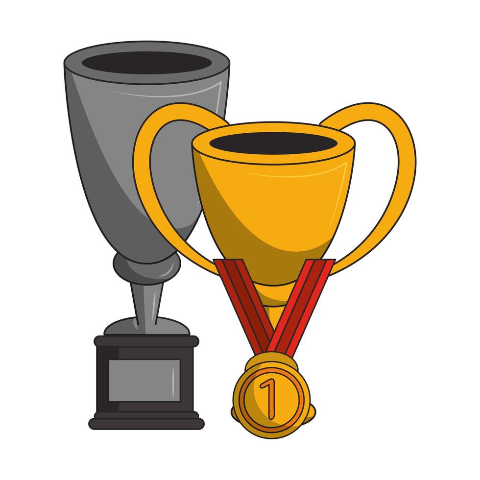 Sport trophy and medal on white vector