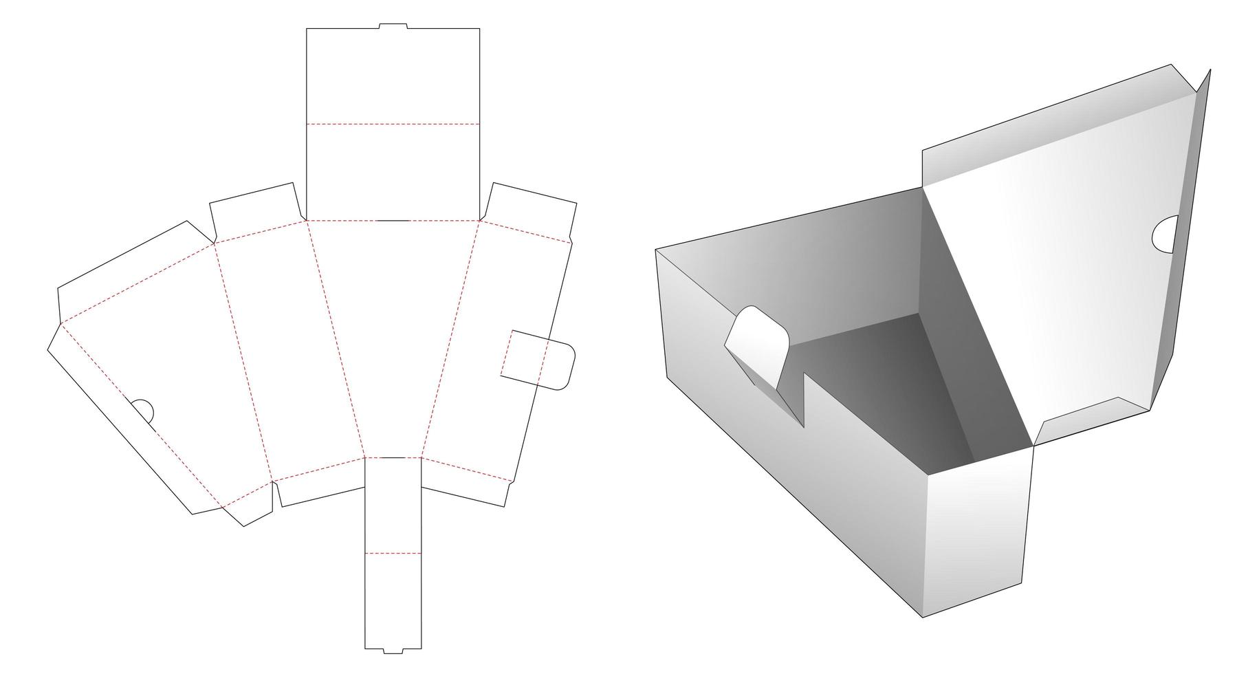 1 piece folding triangular box die cut template vector