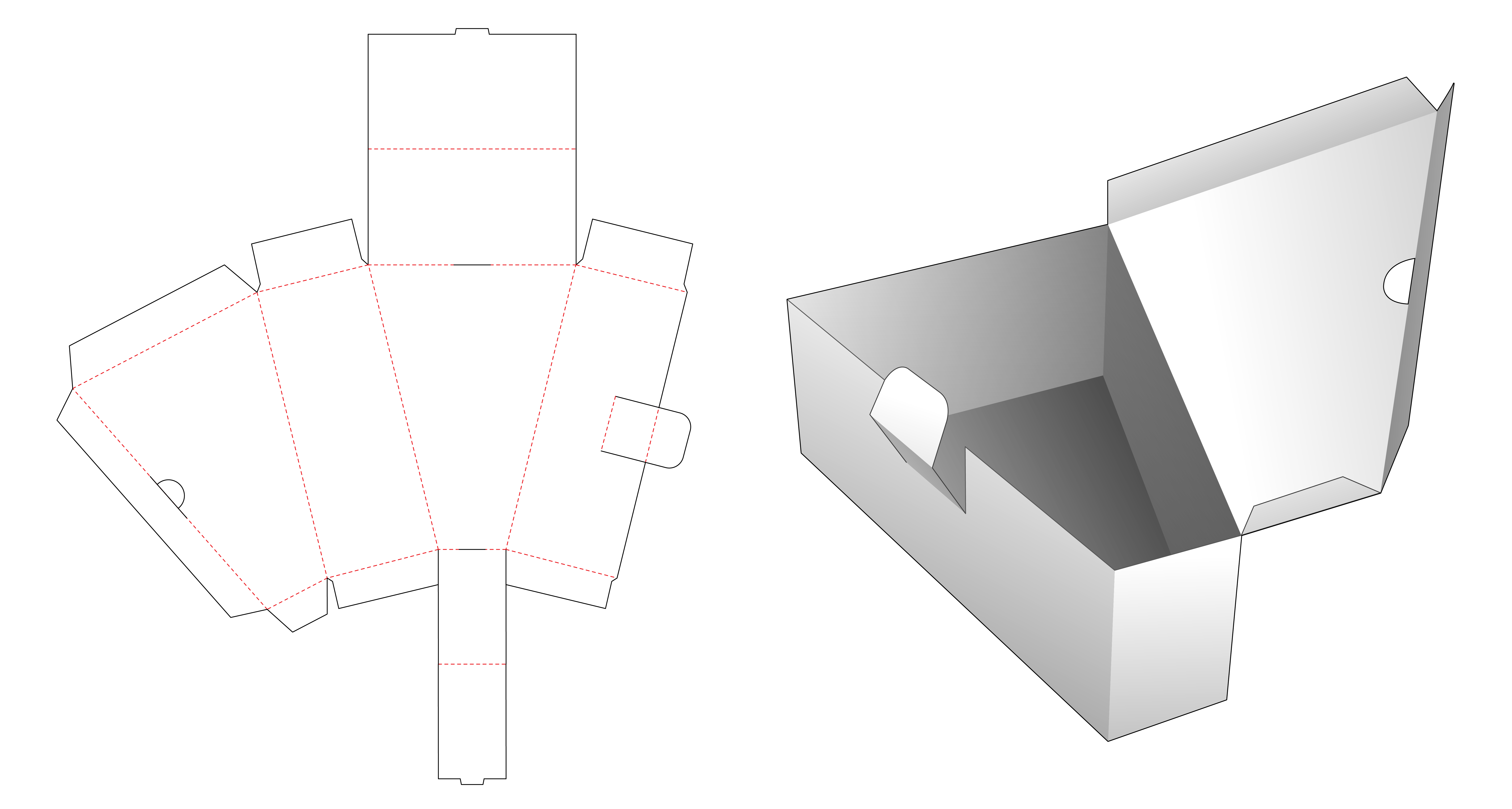 1 piece folding triangular box die cut template 1418260 Vector Art at