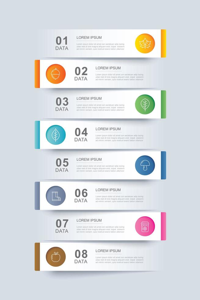 8 data infographics paper tab index template vector