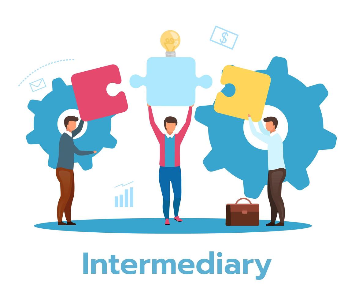 Intermediary flat vector illustration. Social enterprise.