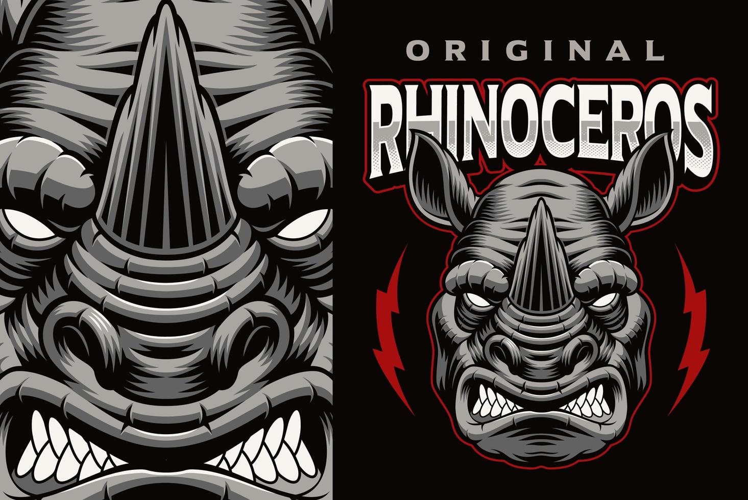 emblema mascotr colorido con rinoceronte vector