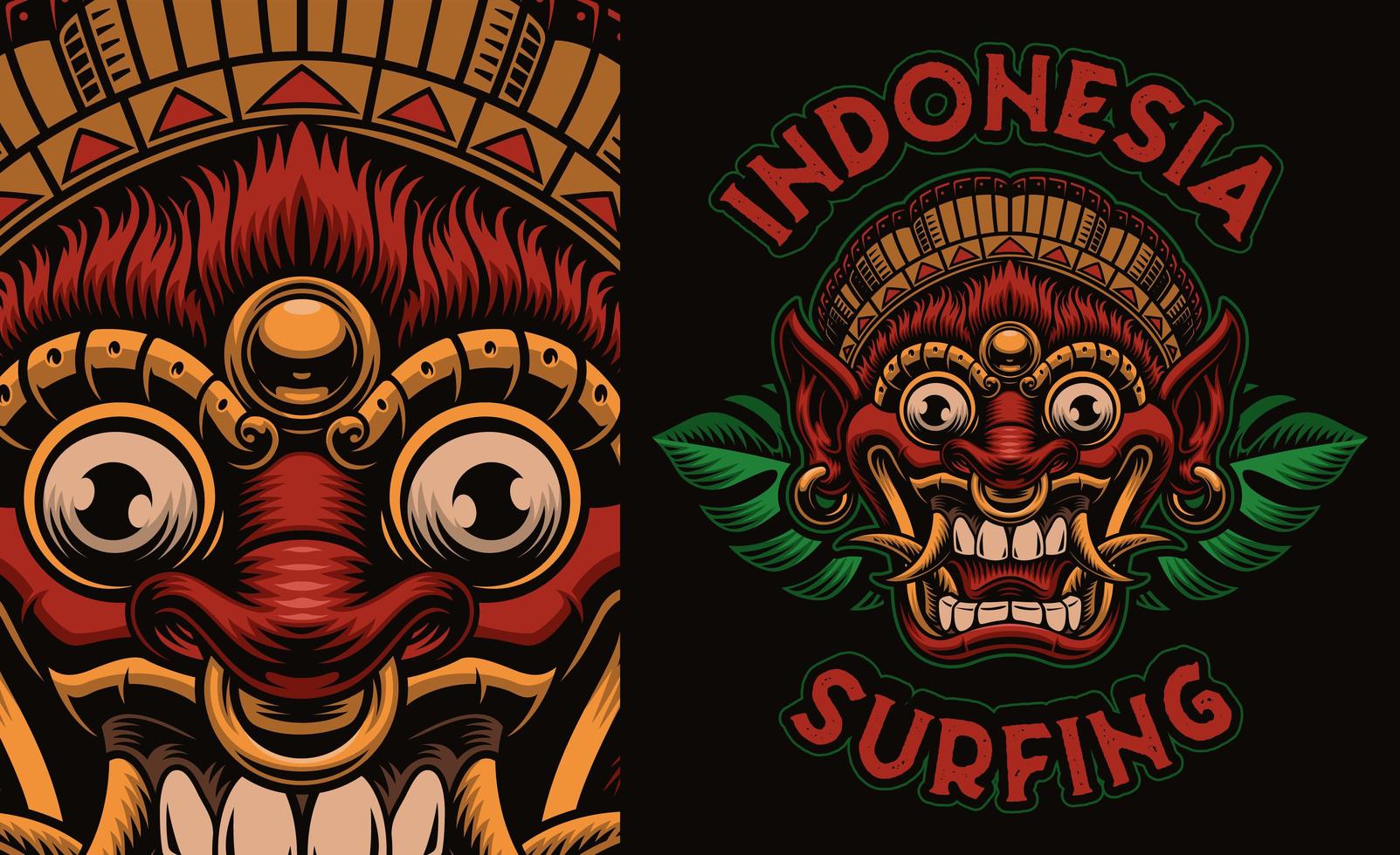Colorful traditional Bali mask shirt design vector