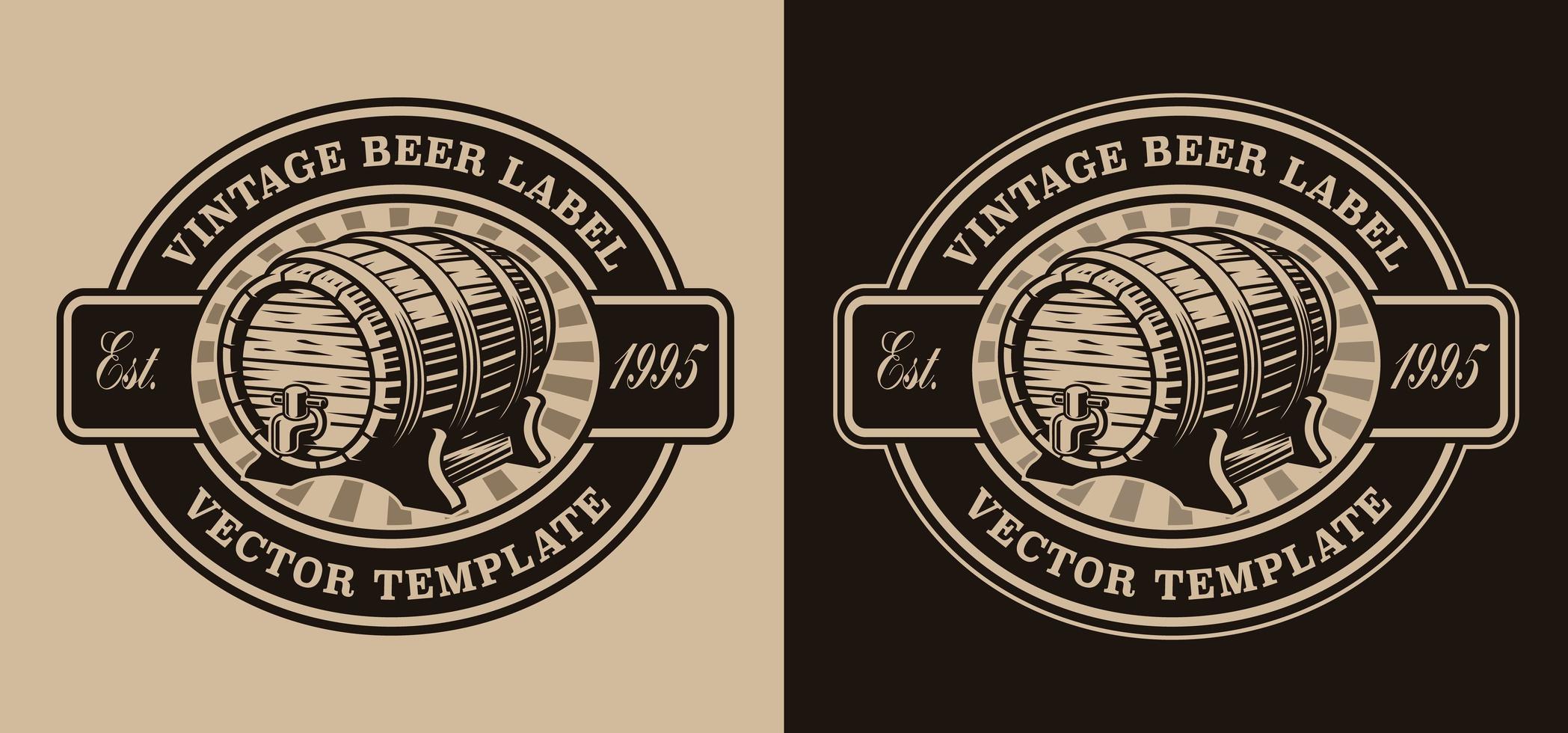 Vintage beer emblem with beer barrel vector