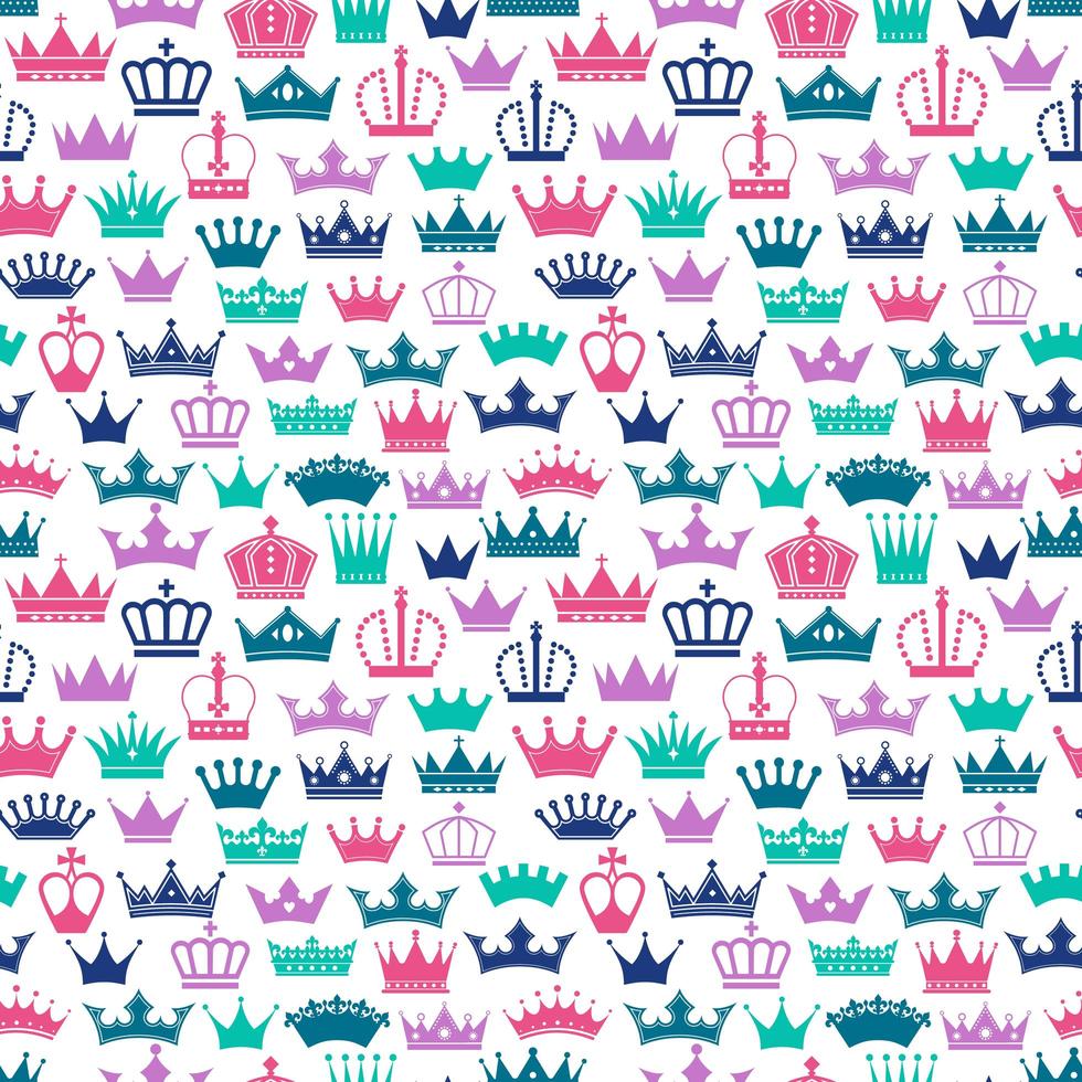 Colorful crowns retro seamless pattern vector
