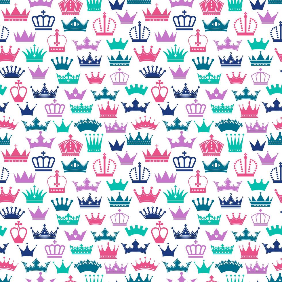 Colorful crowns retro seamless pattern vector