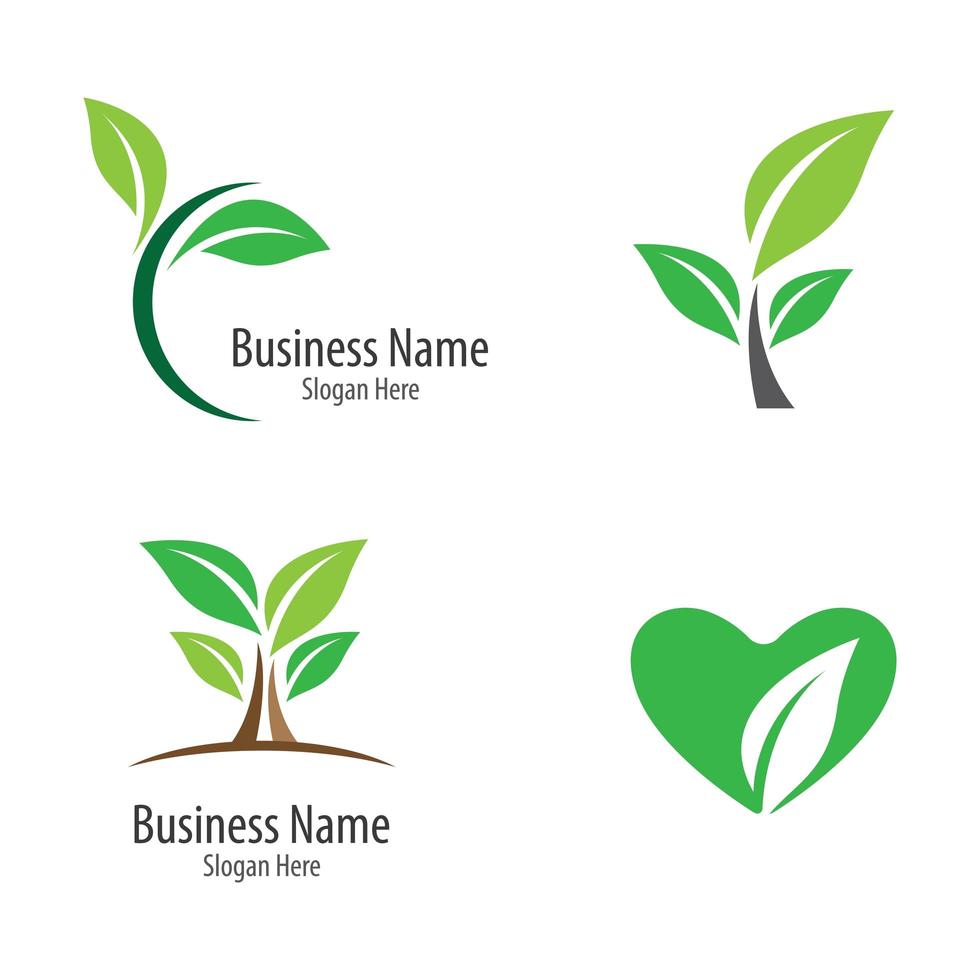 Leaf and tree logo set vector