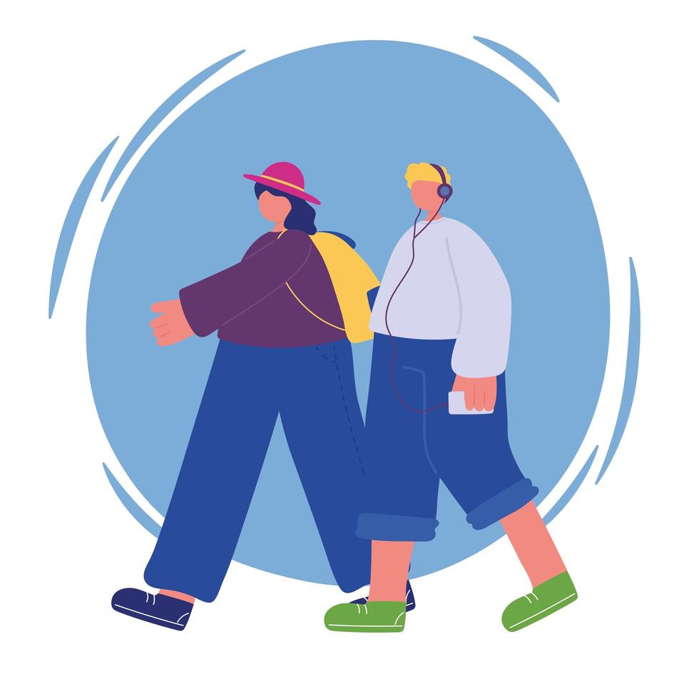 Young people walking together vector