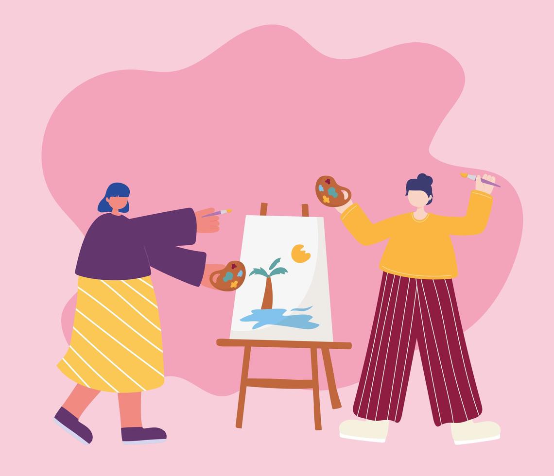 Women painting together vector