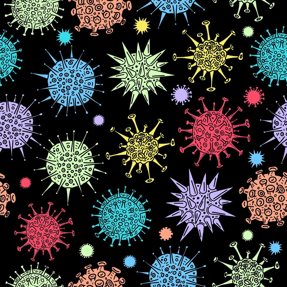 Different kinds of virus sketch pattern on white vector