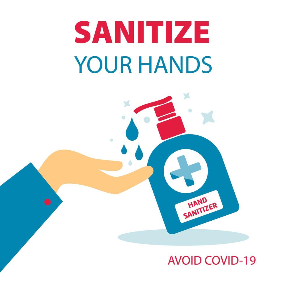 desinfecta tus manos poster vector