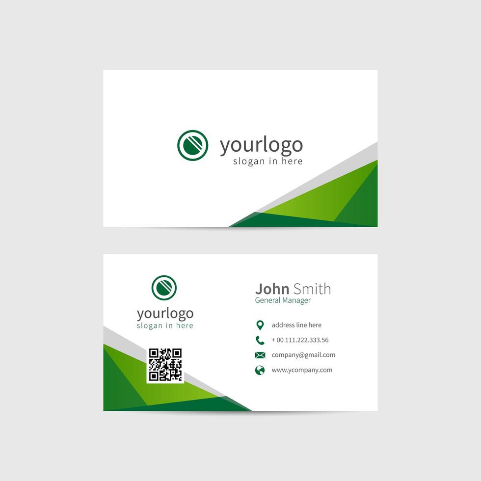 Minimal green business card template vector