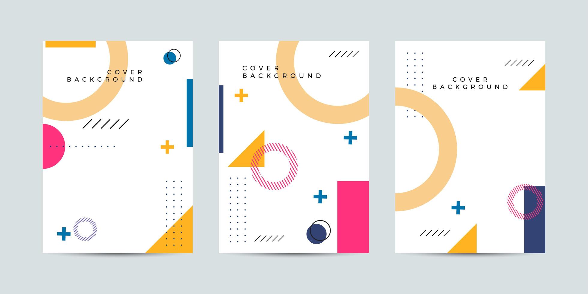 Colorful covers with abstract shapes in memphis style vector
