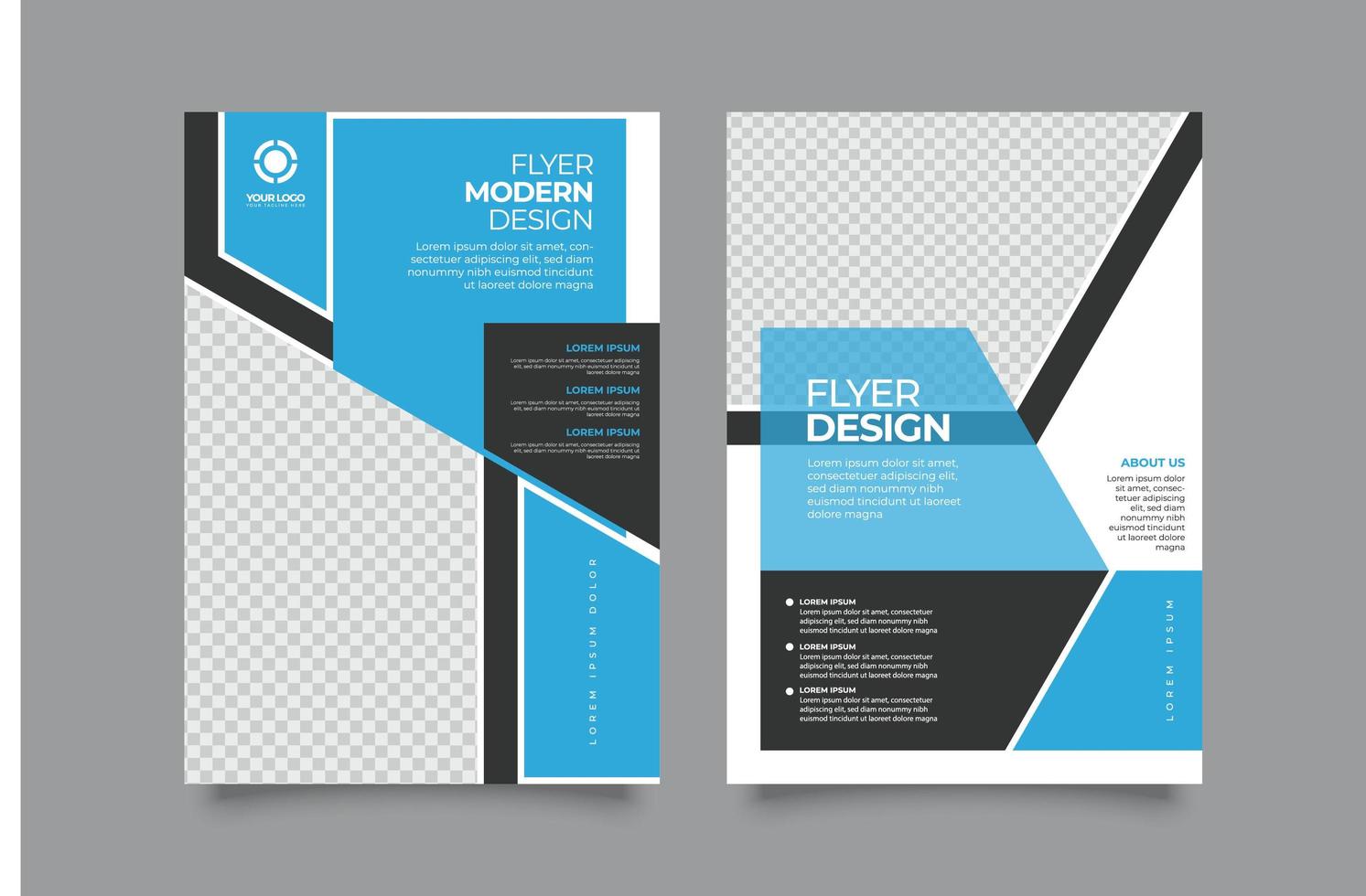 Modern blue and gray business flyer template design vector