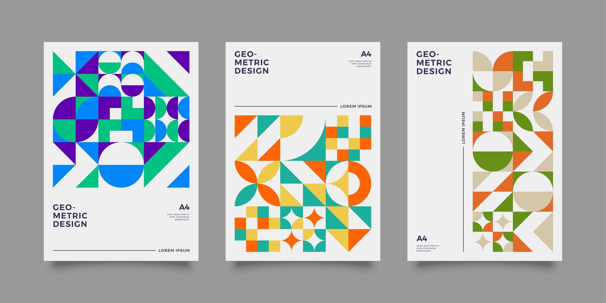 Colourful abstract geometric shape annual report templates vector