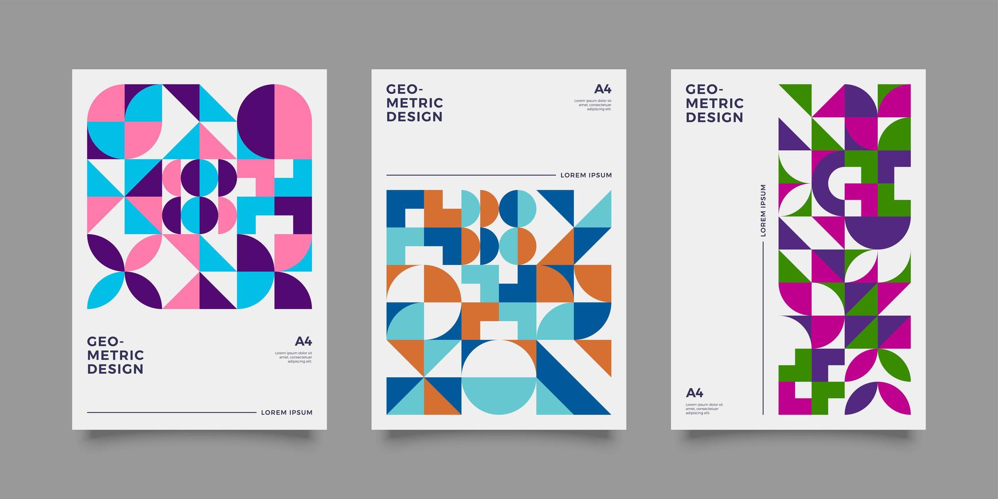 Retro geometric covers set with vintage colour vector