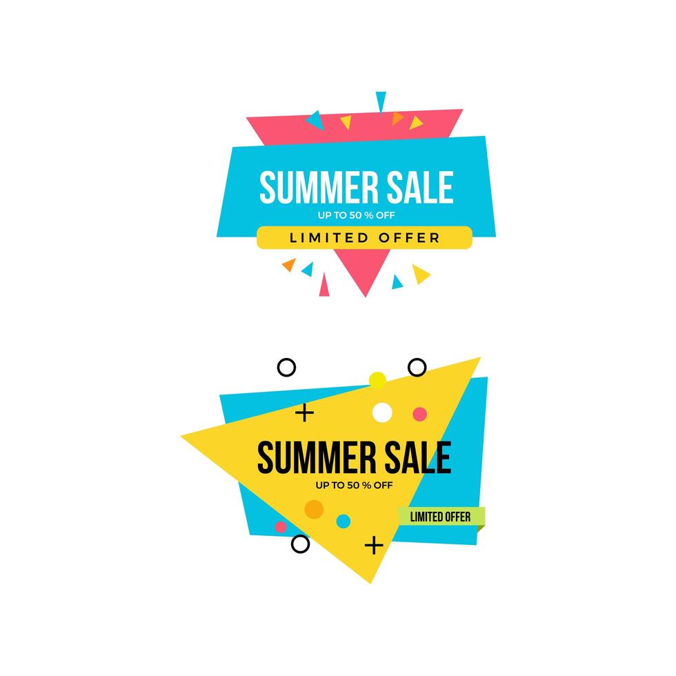 Set of abstract angled summer sale banner templates vector