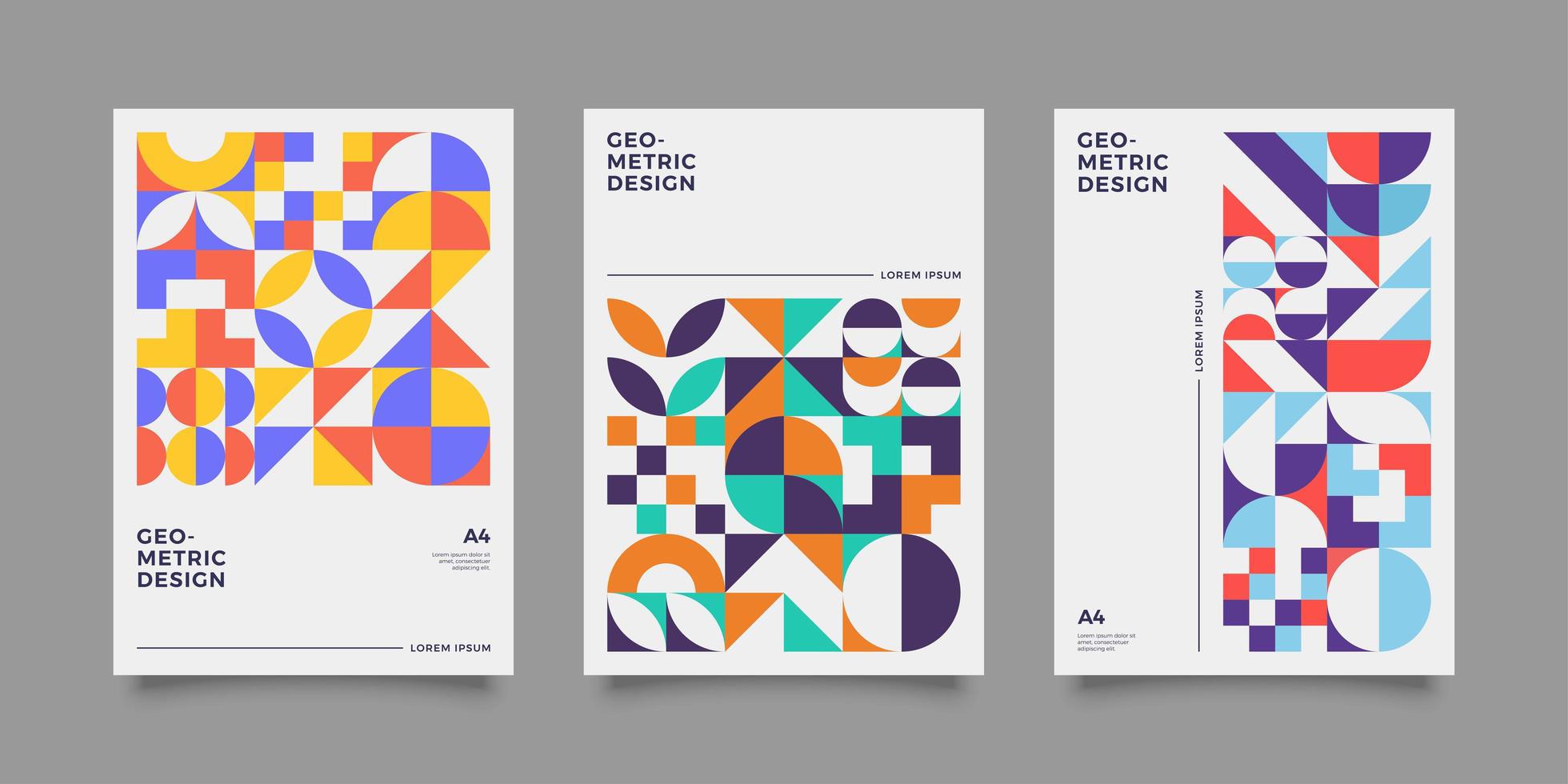 Colourful geometric shape abstract annual report set vector