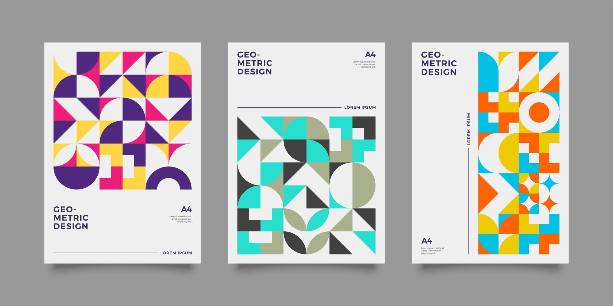 Colorful Retro Geometric Annual Report Set vector