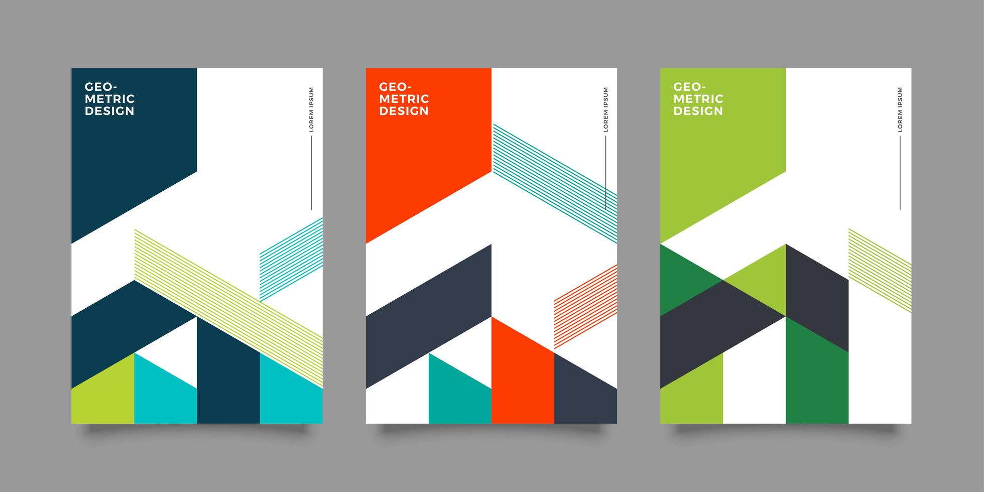 Colorful annual report geometric cover set vector