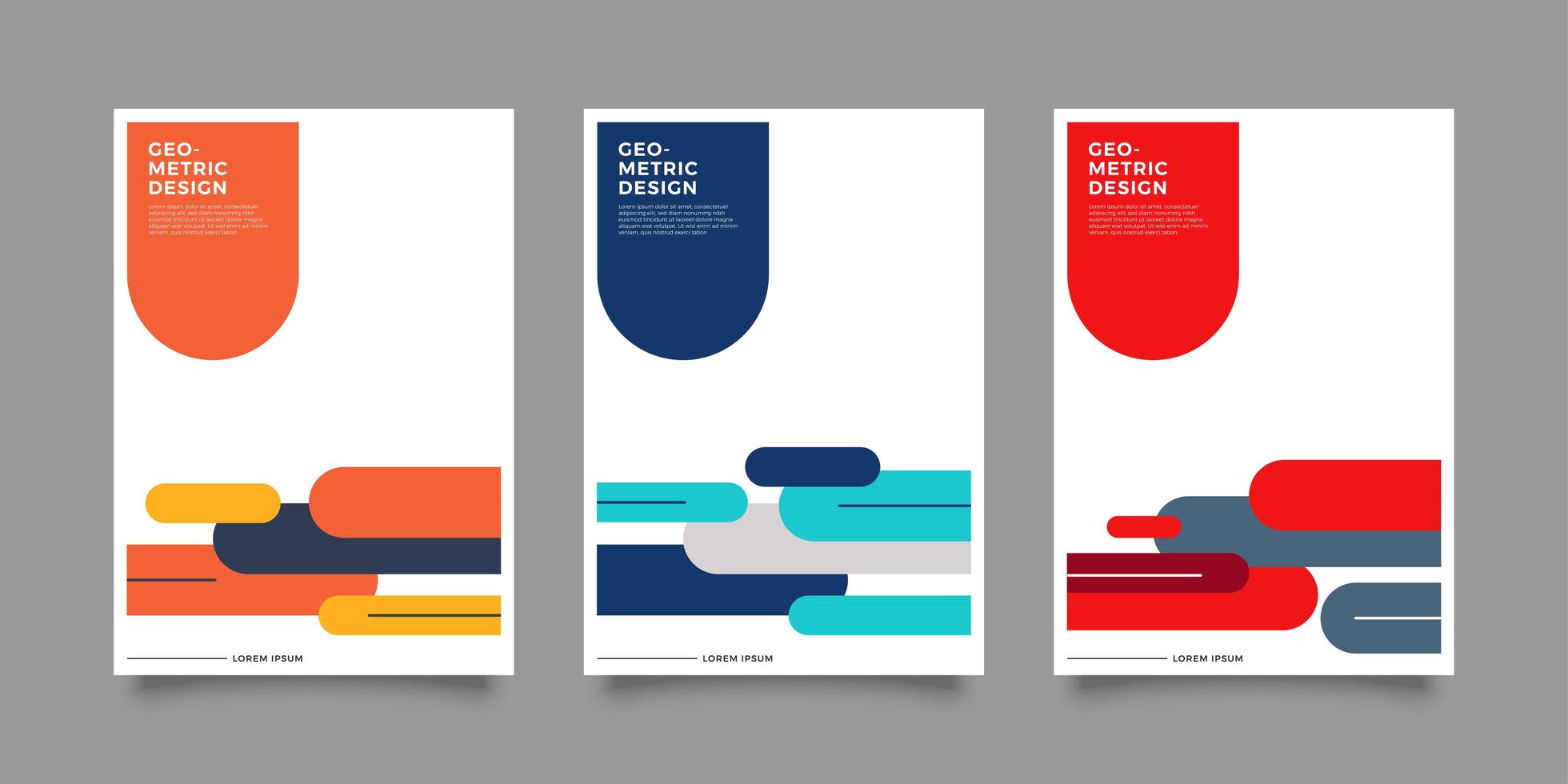 Geometric business annual report flyer template set vector