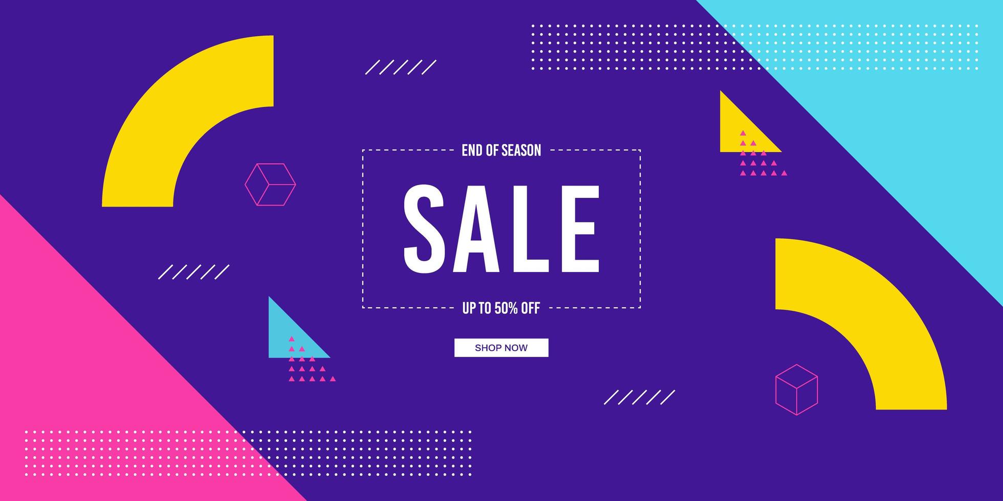 Bright Colorful Geometric End Of Season Sale Banner Sale vector