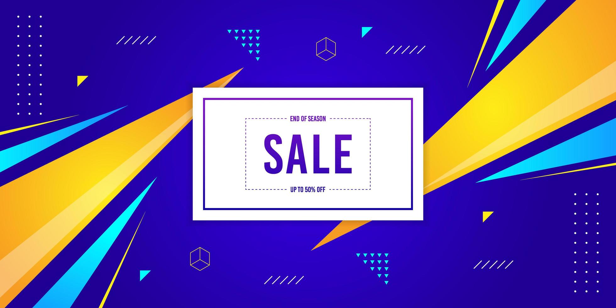 Blue and Yellow Geometric End Of Season Sale Banner vector